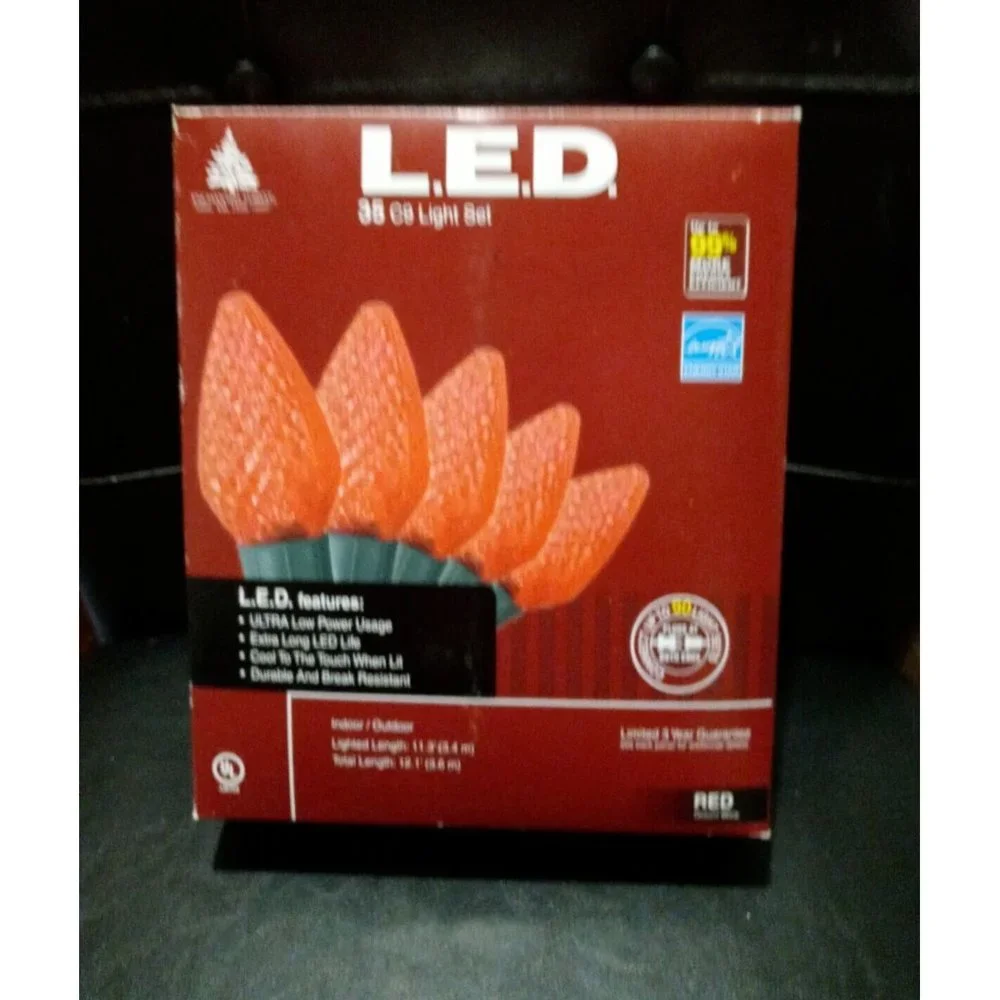 35 LED Christmas Light Set C9 Indoor Outdoor Home Holiday Party String Light RED